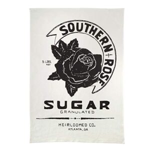 santa barbara design studio heirloomed collection flour sack cotton tea towel with drawstring storage bag, 20 x 29-inches, southern rose sugar