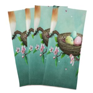 SLHKPNS Easter Colorful Eggs Kitchen Dish Towel Set of 4,Spring Bird Flower 18x28in Absorbent Dishcloth Reusable Cleaning Cloths for Household Use, 18 in x28 in