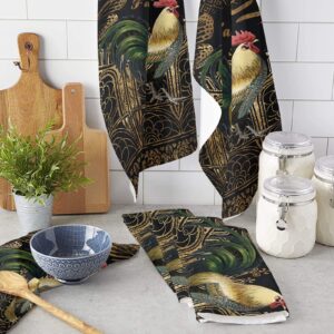 Zadaling Farmhouse Animals Rooster Golden Letter Kitchen Towels, 18x28 Inches Soft Dish Cloth,Cotton Tea Towels/Bar Towels/Hand Towels for Bathroom(2 Pack)