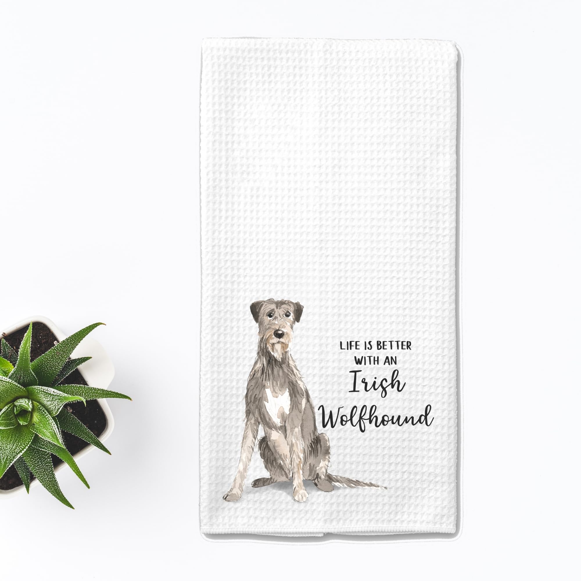 Watercolor Life is Better with an Irish Wolfhound Microfiber Kitchen Tea Bar Towel Gift for Animal Dog Lover