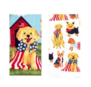 4th of july usa home decor patriotic puppy dog yellow lab kitchen towel set
