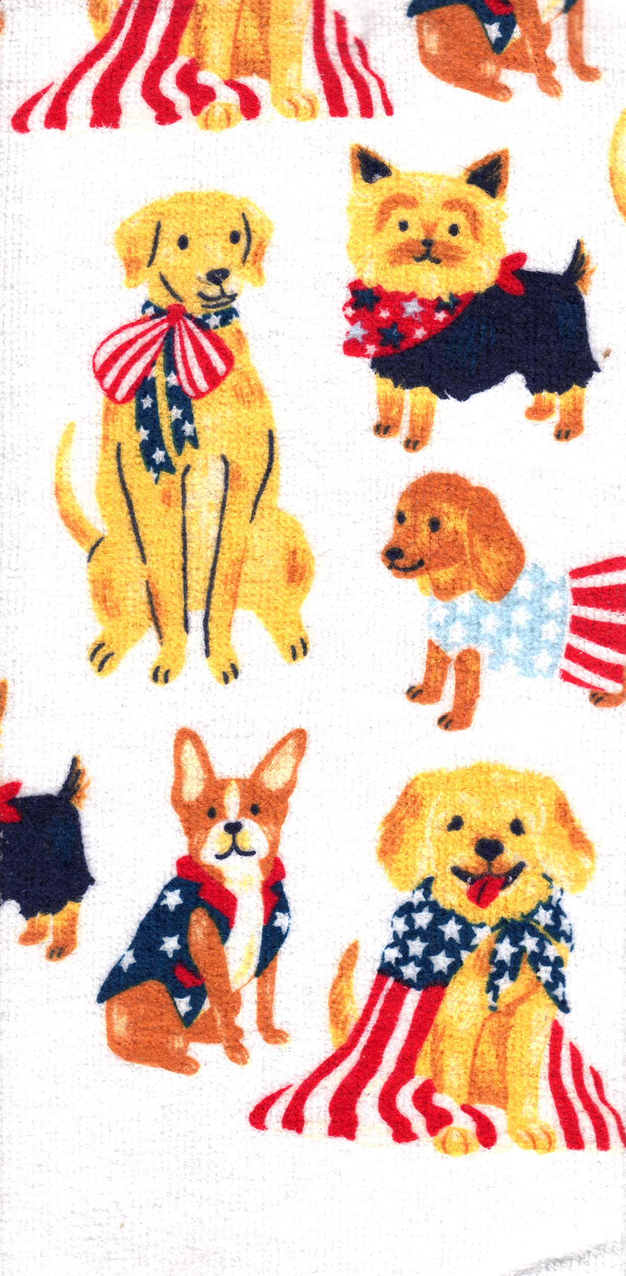 4th of July USA Home Decor Patriotic Puppy Dog Yellow Lab Kitchen Towel Set