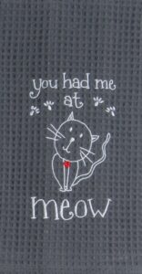 kay dee designs meow embroidered waffle towel