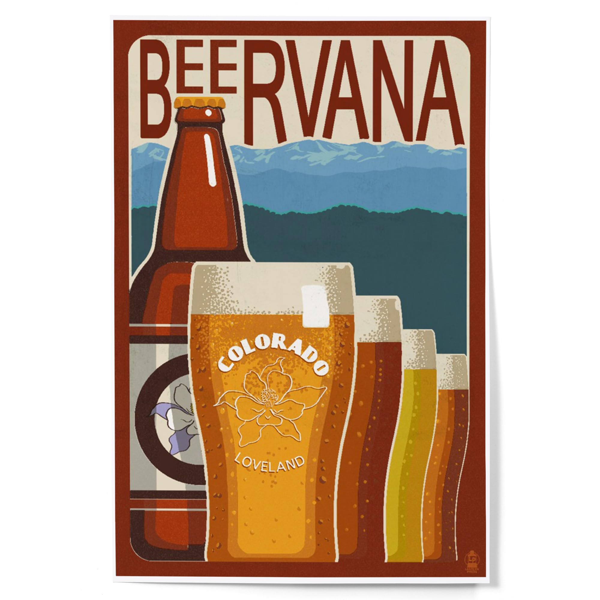 Lantern Press Loveland, Colorado, Beervana Vintage Sign (12x18 Art Print, Travel Poster Wall Decor)