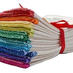 Gina's Soft Cloth Shop 2 Ply 11x12 Inches Unbleached Cotton Birdseye Paperless Towel Set of 10 Rainbow Edging