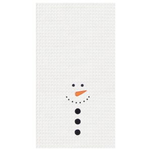 c&f home snowman face cotton christmas waffle weave kitchen towel decor decoration 18" x 27" white