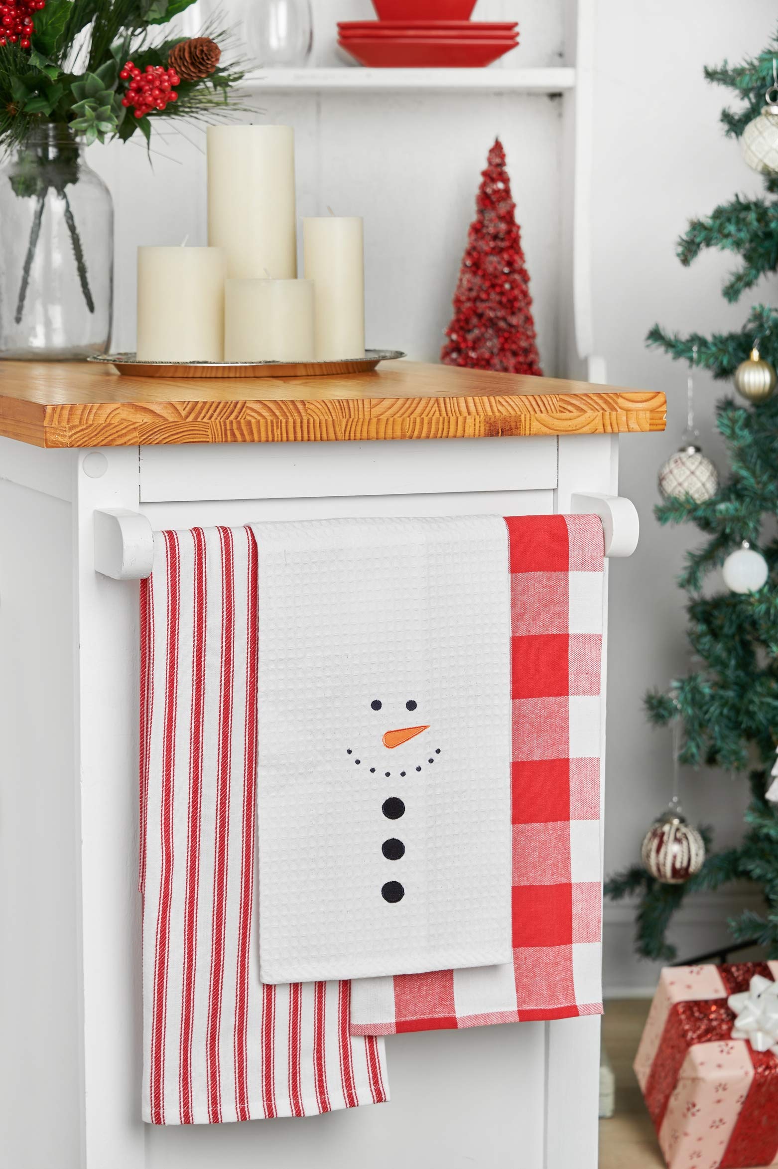 C&F Home Snowman Face Cotton Christmas Waffle Weave Kitchen Towel Decor Decoration 18" x 27" White