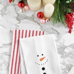 C&F Home Snowman Face Cotton Christmas Waffle Weave Kitchen Towel Decor Decoration 18" x 27" White