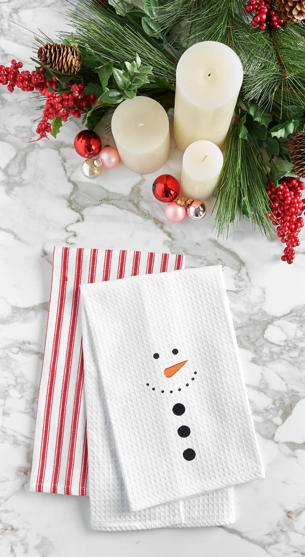 C&F Home Snowman Face Cotton Christmas Waffle Weave Kitchen Towel Decor Decoration 18" x 27" White