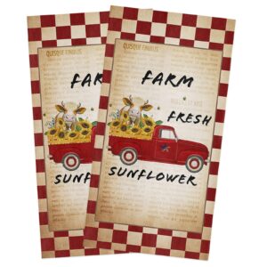 chees d zone kitchen towels cotton dish towel,farm red truck cow sunflower old newspaper soft dishcloth absorbent tea towel,retro plaid reusable washable hand towels 2 pack