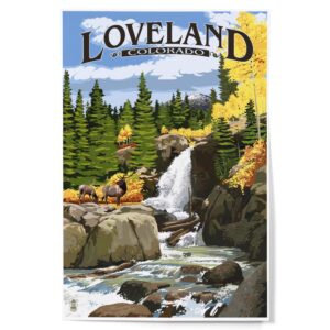 Lantern Press Loveland, Colorado, Waterfall (12x18 Art Print, Travel Poster Wall Decor)