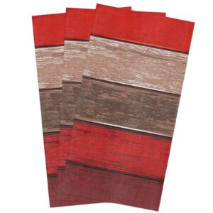 vintage farm wood board kitchen towel absorbent dish towels, 3 pack soft reusable absorbent hand towel washing cloths retro red brown bathroom cloth quick drying hanging terry for home cleaning