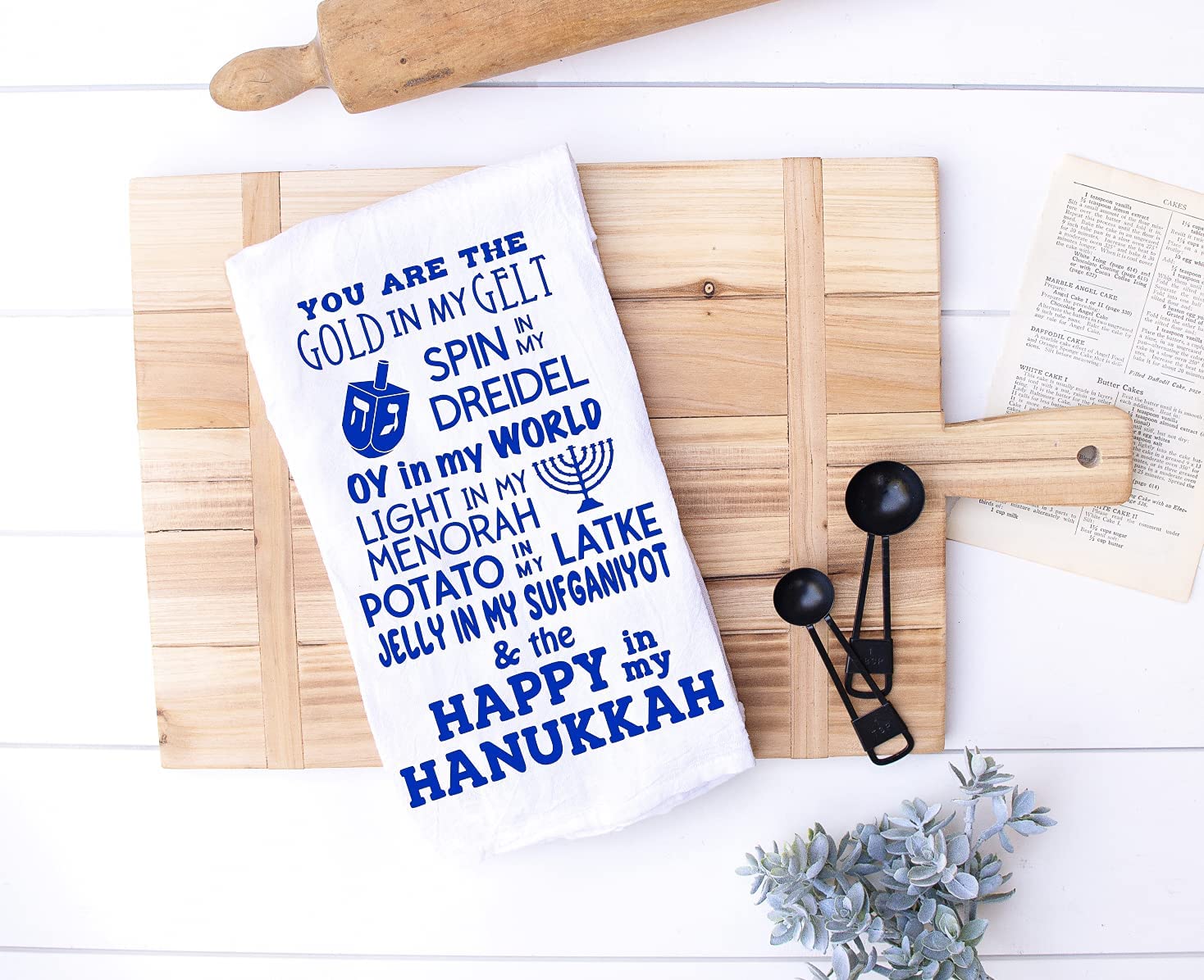 Funny Jewish Puns for Hanukkah Kitchen and Bathroom Hand Towel, Gift for Jewish Holidays, Hostess, Houswarming and Holiday Gift (You are the Gold in my Gelt)