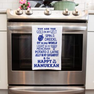Funny Jewish Puns for Hanukkah Kitchen and Bathroom Hand Towel, Gift for Jewish Holidays, Hostess, Houswarming and Holiday Gift (You are the Gold in my Gelt)