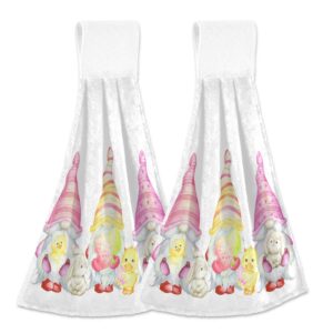 easter gnomes rabbit hanging kitchen towel chicken bunny eggs hand bath tie towels set 2 pcs tea bar dish cloths dry towel 12 x 17 inch soft absorbent durable for bathroom laundry room decor