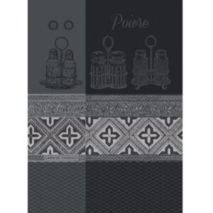 Garnier Thiebaut Poivrieres Noir French Jacquard Kitchen Towel 22"x30", 100% Cotton