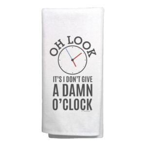 thiswear retired gifts oh look it's i don't give a damn o'clock chef humor gifts decorative kitchen tea towel white