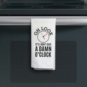 ThisWear Retired Gifts Oh Look It's I Don't Give a Damn O'Clock Chef Humor Gifts Decorative Kitchen Tea Towel White