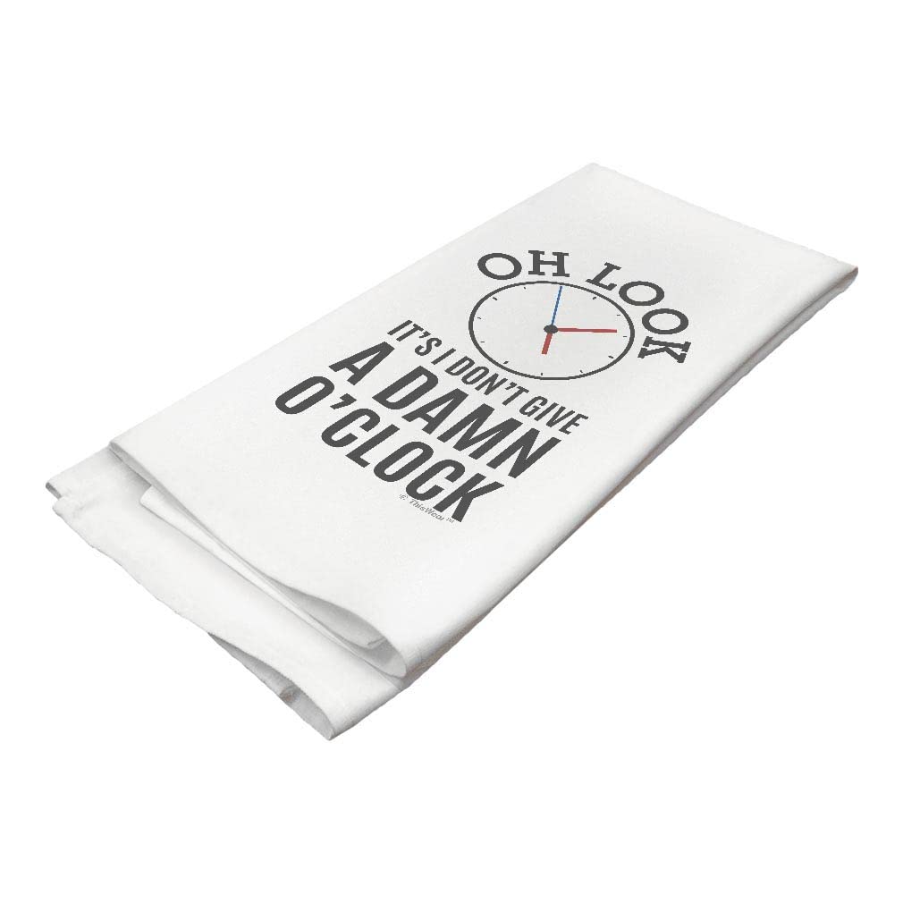 ThisWear Retired Gifts Oh Look It's I Don't Give a Damn O'Clock Chef Humor Gifts Decorative Kitchen Tea Towel White