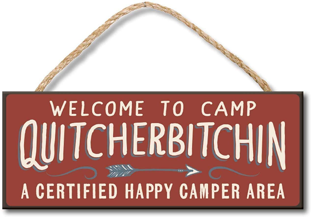 18th Street Gifts Camper Decorations - Happy Camper Dish Towels and Camp Sign - Camping Themed Decor - Camper Gift