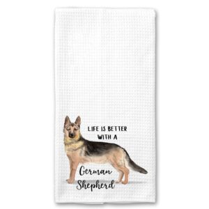 watercolor life is better with a german shepherd microfiber kitchen tea bar towel gift for animal dog lover