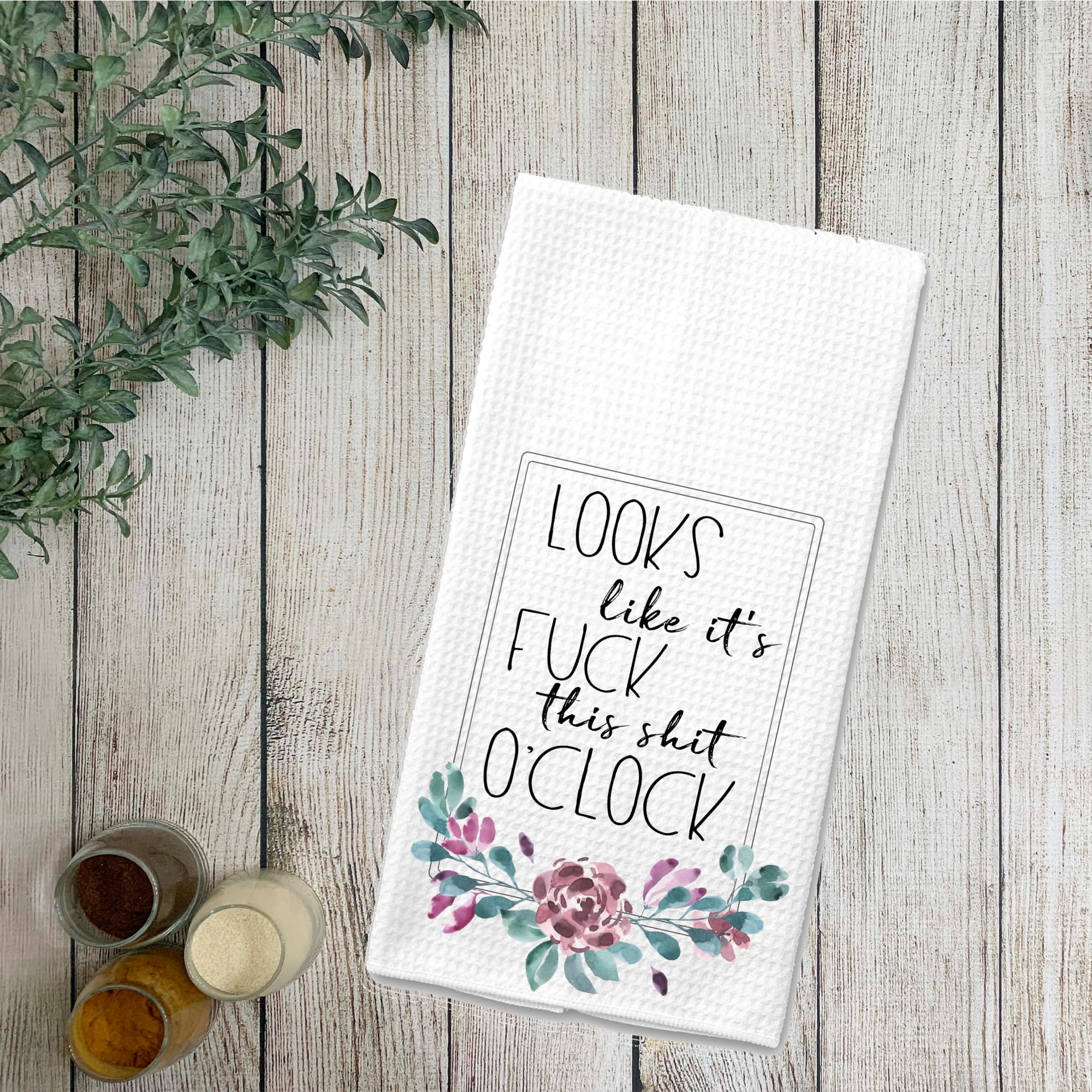 Looks like it's F*ck the Sh*t O'clock, Funny Kitchen Tea Bar Towel Gift for Women Microfiber