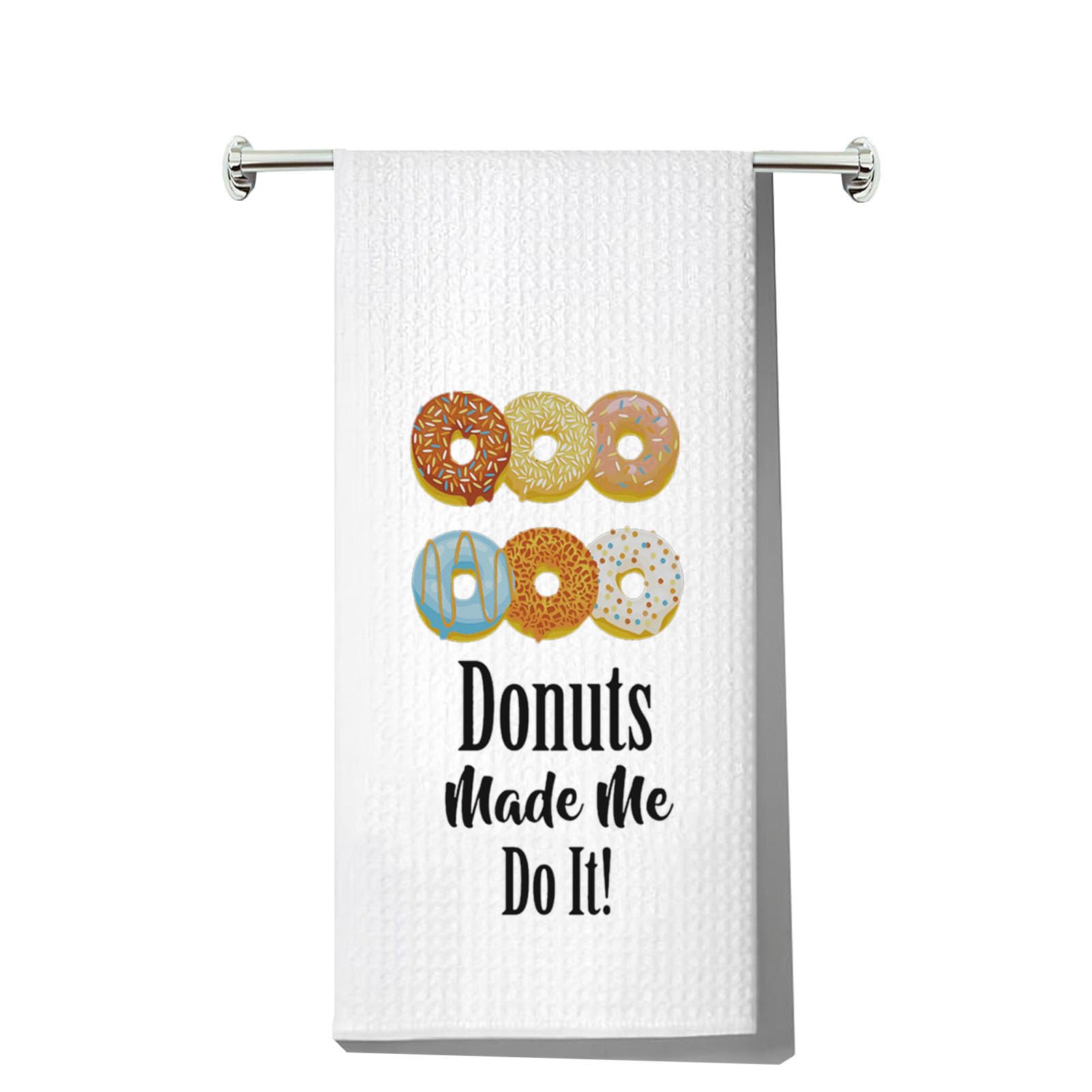 LEVLO Funny Donut Kitchen Towel Donut Lover Gift Donuts Made Me Do lt Tea Towels Housewarming Gift Waffle Weave Kitchen Decor Dish Towels (Donuts Made Me)