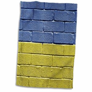 3d rose national flag of ukraine painted onto a brick wall ukrainian towel, 15" x 22"