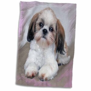 3d rose shih tzu puppy towel, 15 x 22