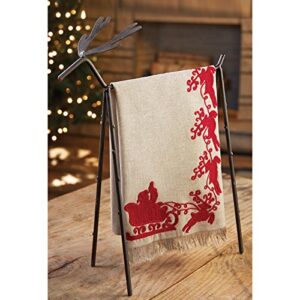 Mud Pie Holly Holiday Christmas Kitchen Decor Santa Sleigh Towel