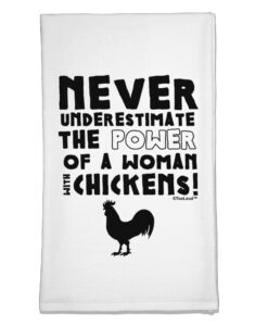 tooloud a woman with chickens flour sack dish towel