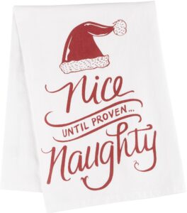 naughty/nice tea towel 27027