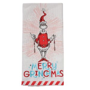 department 56 dr. seuss merry grinchmas embroidered tea towel dish cloth, 18.5 x 26.5 inch, multicolor