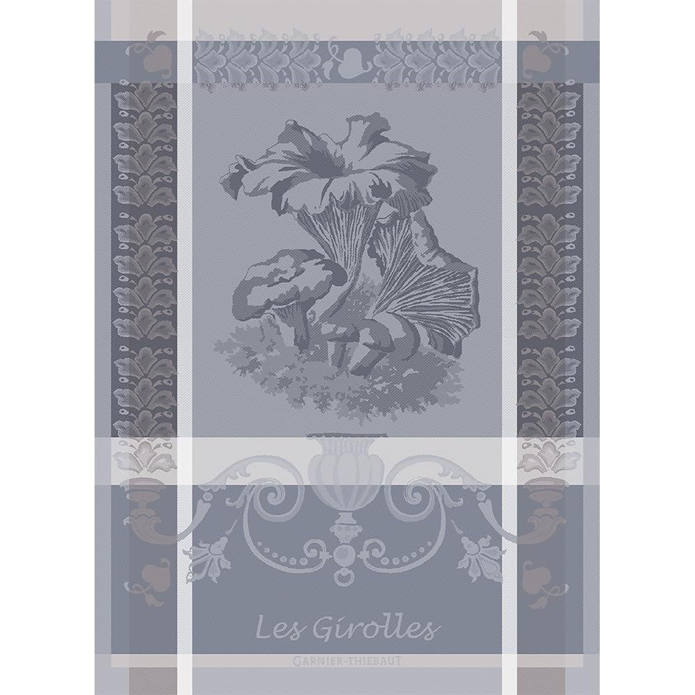 Garnier Thiebaut French Jacquard Kitchen Towel 100% Cotton Vegetables Collection (Les Girolles Anthracite)