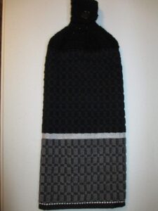 crocheted full towel shades of black kitchen towel with black yarn