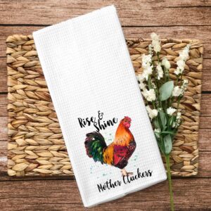 Rise and Shine Mother Clucker Microfiber Towel Rooster Chickens Gift for Friend Farm