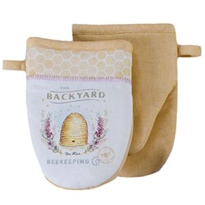 Kay Dee Designs 4 Piece Farmhouse Backyard Bee Keeping Kitchen Bundle, 2 Towels and 2 Grabber Mitts