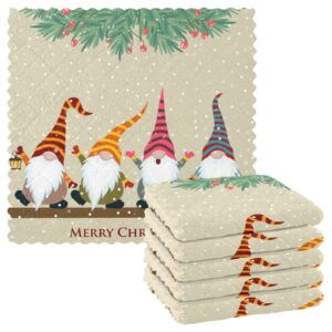 vigtro 6 pack super absorbent kitchen towels,happy gnomes premium dish cloths towels, merry christmas washable fast drying dish rags reusable cleaning cloth 11x11