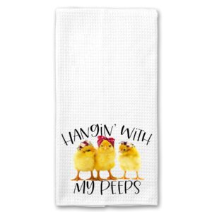hanging with my peeps chicks floral baby chicken farm rustic microfiber kitchen towel
