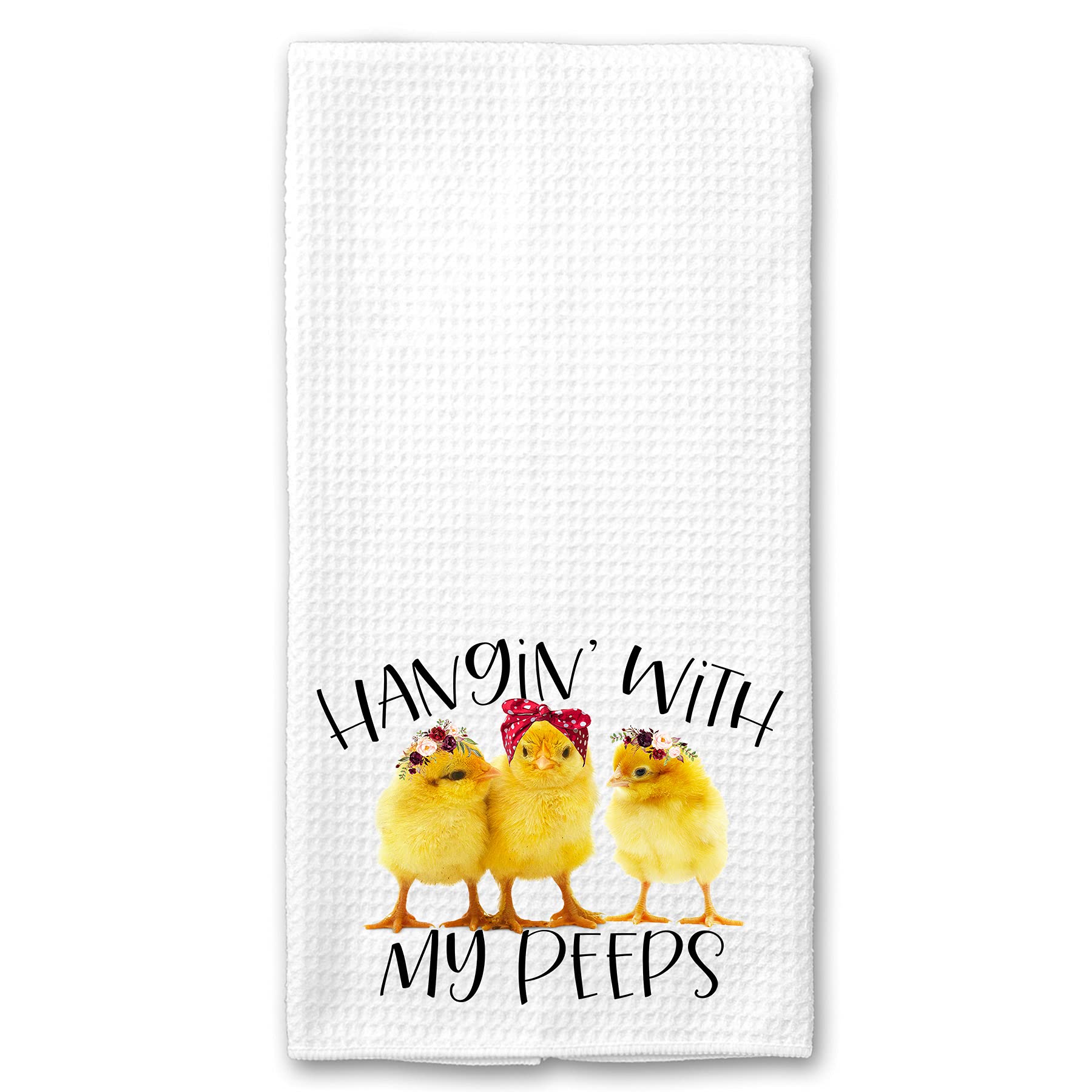 Hanging with my Peeps Chicks Floral Baby Chicken Farm Rustic Microfiber Kitchen Towel