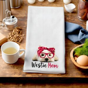 Westie Mom West Highland Terrier Microfiber Kitchen Tea Bar Towel Gift for Animal Dog Lover