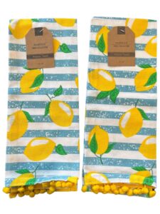 lunch money set of 2 lemons lemon themed kitchen towels hand towels spring towels summer towels