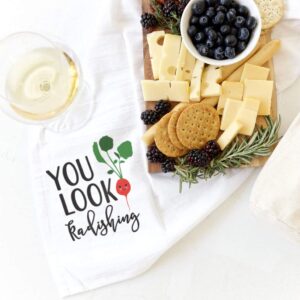 The Cotton & Canvas Co. You Look Radishing Soft and Absorbent Kitchen Tea Towel, Flour Sack Towel and Dish Cloth