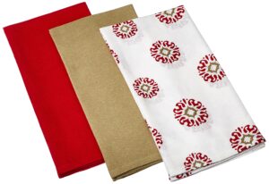 kay dee designs cafe express flour sack towels set of 3 26x26 medallion design & solids boho feel