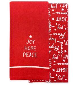 2-pack christmas kitchen towels dish cloth joy hope peace red/white kitchen winter table decor 100% cotton