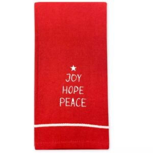 2-Pack Christmas Kitchen Towels Dish Cloth Joy Hope Peace Red/White Kitchen Winter Table Decor 100% Cotton