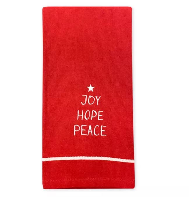 2-Pack Christmas Kitchen Towels Dish Cloth Joy Hope Peace Red/White Kitchen Winter Table Decor 100% Cotton