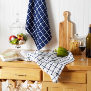 DII Washed Waffle Collection Oversized Preshrunk Ultra Absorbant, Dishtowel Set, 20x30, Nautical Blue, 2 Piece