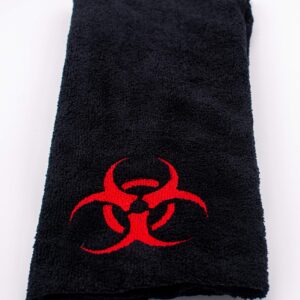 Embroidered Biohazard Symbol Hand Towel - Plush and Absorbent