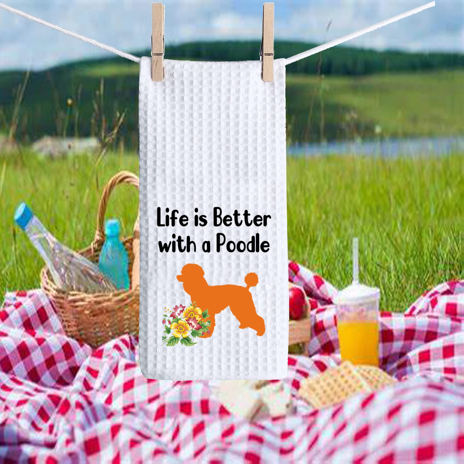 Poodle Dog Kitchen Towel Life is Better with a Poodle Kitchen Tea Bar Towel Puppy Dog Sweet Home Gift Towel Poodle Owner Gift
